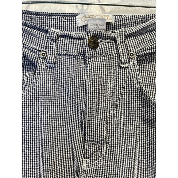 Cherokee Vintage 90s Gingham Tapered High Waist Pants Stretch Navy Blue Sz‎ 6P - Picture 5 of 9